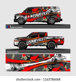 truck and car graphic vector. simple curved shape with grunge background design for vehicle vinyl wrap 