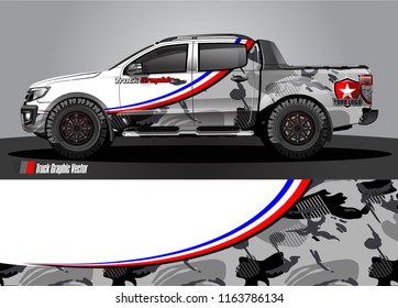 truck and car graphic vector. simple curved shape with grunge background design for vehicle vinyl wrap 
