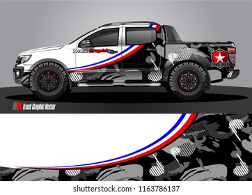 truck and car graphic vector. simple curved shape with grunge background design for vehicle vinyl wrap 