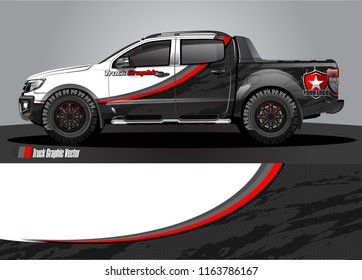 truck and car graphic vector. simple curved shape with grunge background design for vehicle vinyl wrap 