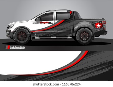 truck and car graphic vector. simple curved shape with grunge background design for vehicle vinyl wrap 