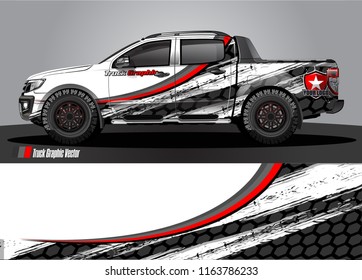 truck and car graphic vector. simple curved shape with grunge background design for vehicle vinyl wrap 