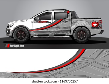 truck and car graphic vector. simple curved shape with grunge background design for vehicle vinyl wrap 