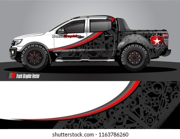 truck and car graphic vector. simple curved shape with grunge background design for vehicle vinyl wrap 