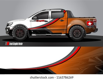 truck and car graphic vector. simple curved shape with grunge background design for vehicle vinyl wrap 