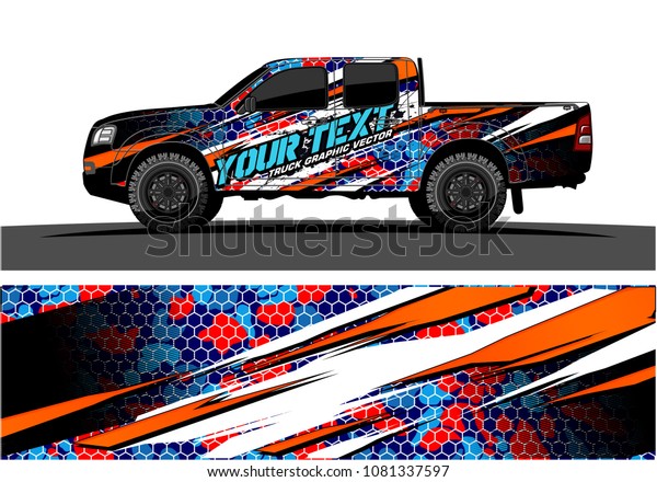 truck and car graphic\
vector. simple curved shape with grunge background design for\
vehicle vinyl wrap 