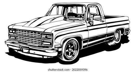 Truck car isolated on white background. abstract silhouette. line art. vector illustration.