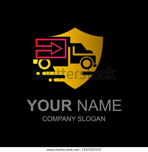 truck car logo with simple look and wear shield, logo\
ready to use