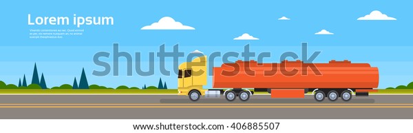 Truck Car On Road Cargo Shipping Delivery\
Concept Banner Flat Vector\
Illustration