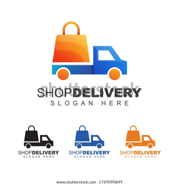 truck or car shop delivery, e comerce logo\
design vector template