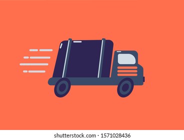 Truck car, transportation, delivery. Fast shipping delivery truck. Minimalism concept.