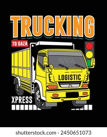 Truck car typography print. Vector illustration, boys background For print, baby clothes, t shirt, child or posters