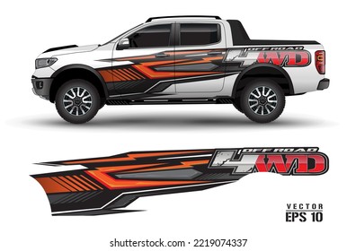 Truck car wrap design vector. Graphic abstract stripe racing background kit designs for vehicle, race car, rally, adventure and livery