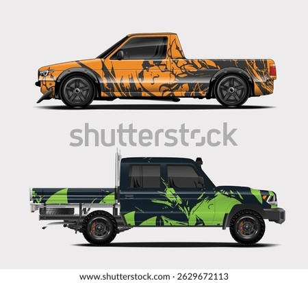 Truck car wrap mockups and full wrap car illustration graphics design