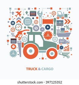 Truck and cargo concept design on clean background,vector