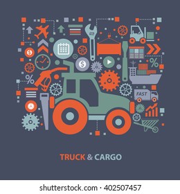 Truck and cargo concept design on clean background,vector