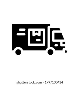 truck cargo delivering glyph icon vector. truck cargo delivering sign. isolated contour symbol black illustration