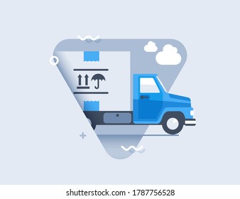 Truck of cargo delivery. Transportation delivery concept. Flat Design Icon. 