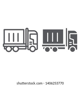 Truck cargo line and glyph icon, transportation and delivery, lorry sign, vector graphics, a linear pattern on a white background, eps 10.