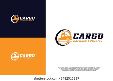 Truck cargo logo design for logistic transport