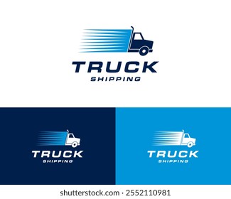 Truck Cargo Lorry Logistics Fast Delivery Freight Transportation Vector Logo Design Illustration