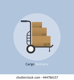 Truck with cargo, luggage, flat design icon