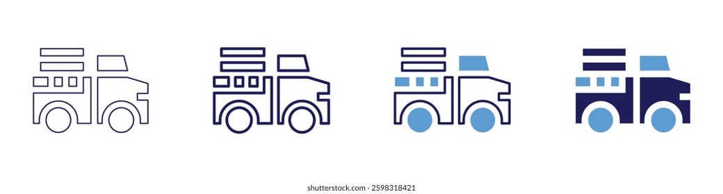 Truck cargo management icon in 4 different styles. Thin Line, Line, Bold Line, Duotone. Duotone style. Editable stroke.