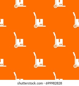 Truck with cargo pattern repeat seamless in orange color for any design. Vector geometric illustration