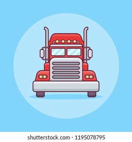 Truck or cargo transport flat line icon. Vector illustration.