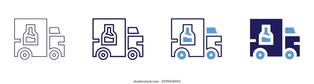 Truck cargo transport icon in 4 different styles. Thin Line, Line, Bold Line, Duotone. Duotone style. Editable stroke.