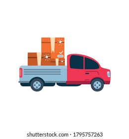 truck, cargo transportation on white background vector illustration design