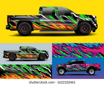 Truck and cargo van wrap design vector. Modern abstract background for car branding