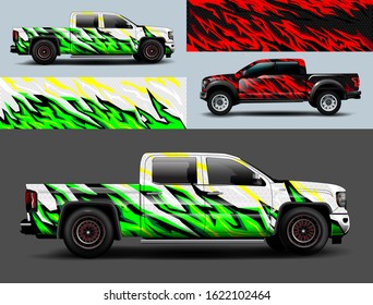 Truck and cargo van wrap design vector. Modern abstract background for car branding