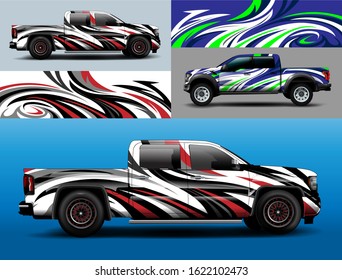 Truck and cargo van wrap design vector. Modern abstract background for car branding