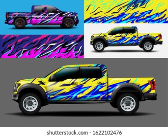 Truck and cargo van wrap design vector. Modern abstract background for car branding