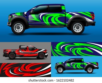 Truck and cargo van wrap design vector. Modern abstract background for car branding