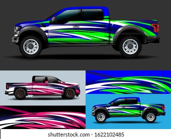 Truck and cargo van wrap design vector. Modern abstract background for car branding