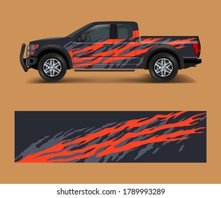 truck and cargo van wrap vector, Car decal wrap design. Graphic abstract stripe designs for vehicle, race, offroad, adventure and livery car