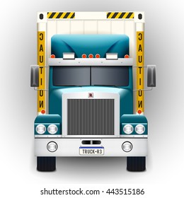 
The truck carrying container isolated on white background (front view). Vector illustration.