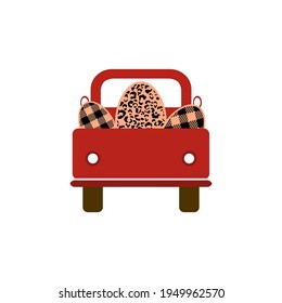 A truck is carrying Easter eggs.A cute truck is carrying Easter eggs. Easter eggs leopard print and buffalo plaid