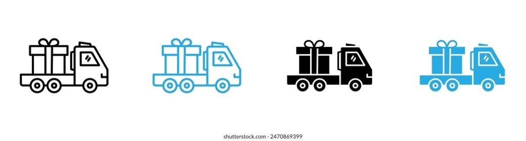 Truck carrying gift box icon vector set collection for web