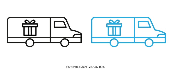 Truck carrying gift box icon mark in filled style
