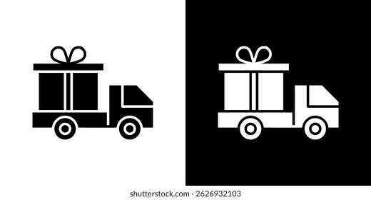 Truck carrying gift box icon concept, vector illustration