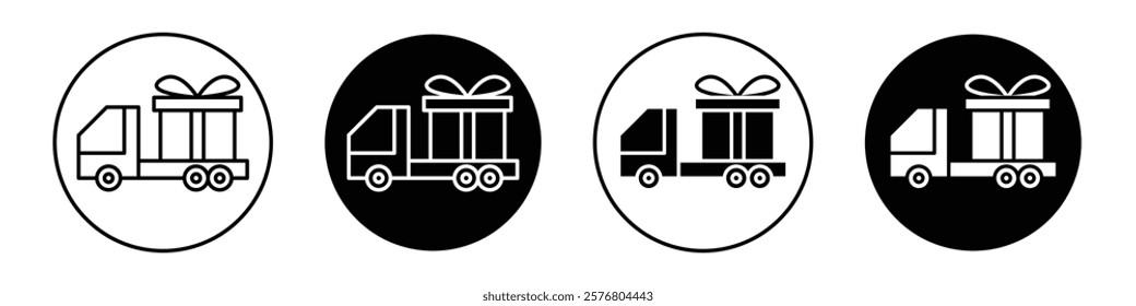 Truck carrying gift box icons vector pack for web designs