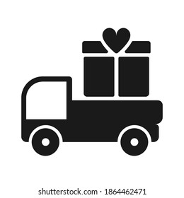 The truck is carrying a gift. vector