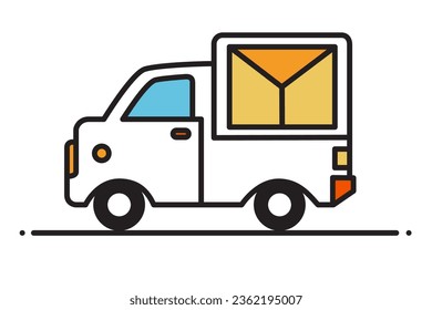 Truck Carrying A Parcel, Vector Illustration For Delivery Service