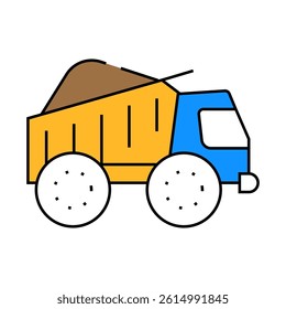 truck carrying peat line icon vector. truck carrying peat sign. isolated symbol illustration