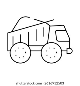 truck carrying peat line icon vector. truck carrying peat sign. isolated contour symbol black illustration