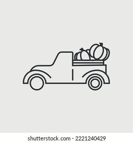 truck carrying pumpkin vector icon autumn and halloween icon