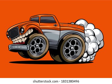 truck cartoon illustration tshirt design